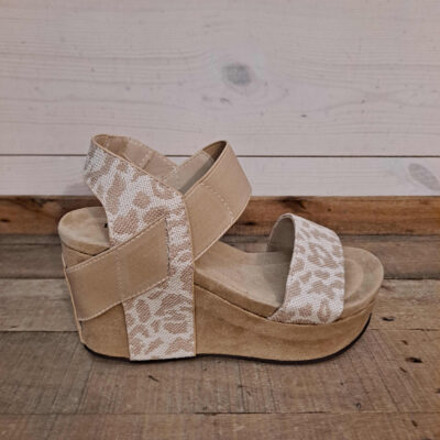 Animal Print Footbed Wedge with Elastic Straps