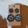 Textured Metal Semi Stone Post Drop Earrings