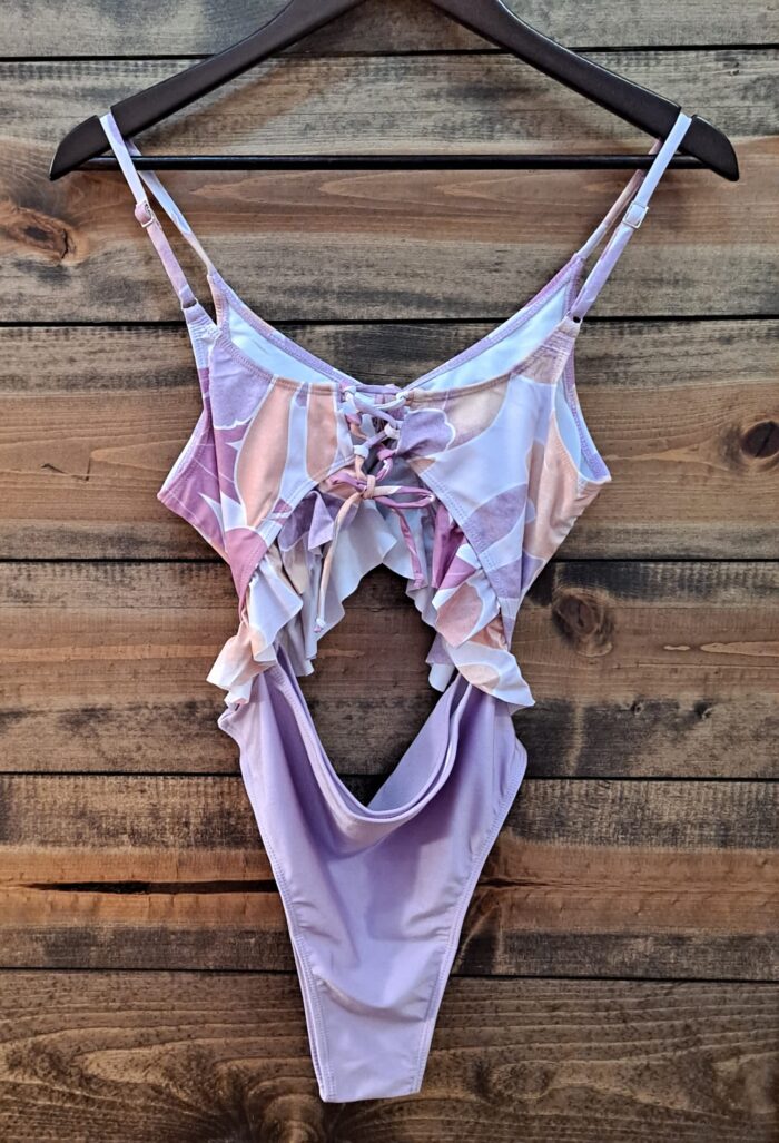 Floral Printed Ruffled Belly One-Piece Swimwear