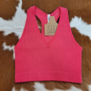 Ribbed Cropped Racerback Tank Top