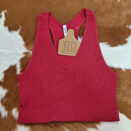 Ribbed Cropped Racerback Tank Top
