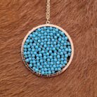 Faceted Bead Ring Pendant Long Necklace