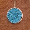 Faceted Bead Ring Pendant Long Necklace