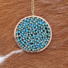 Faceted Bead Ring Pendant Long Necklace