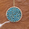 Faceted Bead Ring Pendant Long Necklace