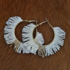 Western Seed Bead Fringe Fan Hoop Earrings