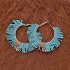 Western Seed Bead Fringe Fan Hoop Earrings