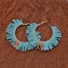 Western Seed Bead Fringe Fan Hoop Earrings