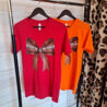 Coquette Football Bow 100% Cotton Graphic Tee