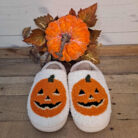 Halloween Pumpkin Print Plush Slippers