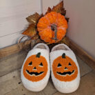 Halloween Pumpkin Print Plush Slippers