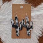 Genuine Cowhide Cactus Dangling Earrings