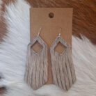 Genuine Cowhide Feather Shaped Dangling Earrings