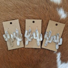 Genuine Cowhide Cactus Dangling Earrings