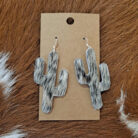 Genuine Cowhide Cactus Dangling Earrings