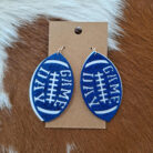 Metal Glitter Gameday Football Dangling Earrings
