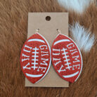 Metal Glitter Gameday Football Dangling Earrings