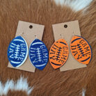 Metal Glitter Gameday Football Dangling Earrings
