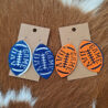 Metal Glitter Gameday Football Dangling Earrings