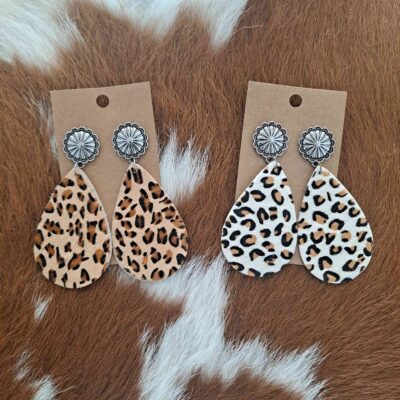 Cheetah Teardrop Post Cloth Earrings