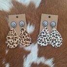 Cheetah Teardrop Post Cloth Earrings