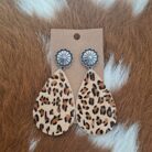 Cheetah Teardrop Post Cloth Earrings