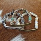 Sassy Sayings Natural Stone and Crystal Beaded Stretch Bracelets