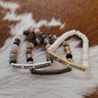 Sassy Sayings Natural Stone and Crystal Beaded Stretch Bracelets