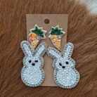 Easter Bunny Carrot Seed Bead Drop Earrings