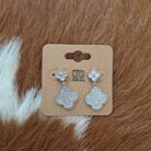 CZ Pave 14K Gold Plated  Clovers Pendant Post Earrings