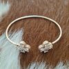 CZ 4-Leaf Clover Edge Solid Cuff Bangle Bracelet