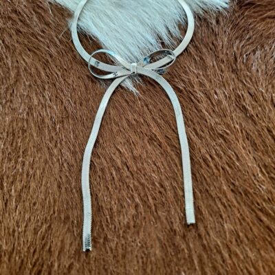 Herringbone Snake Chain Bow Necklace