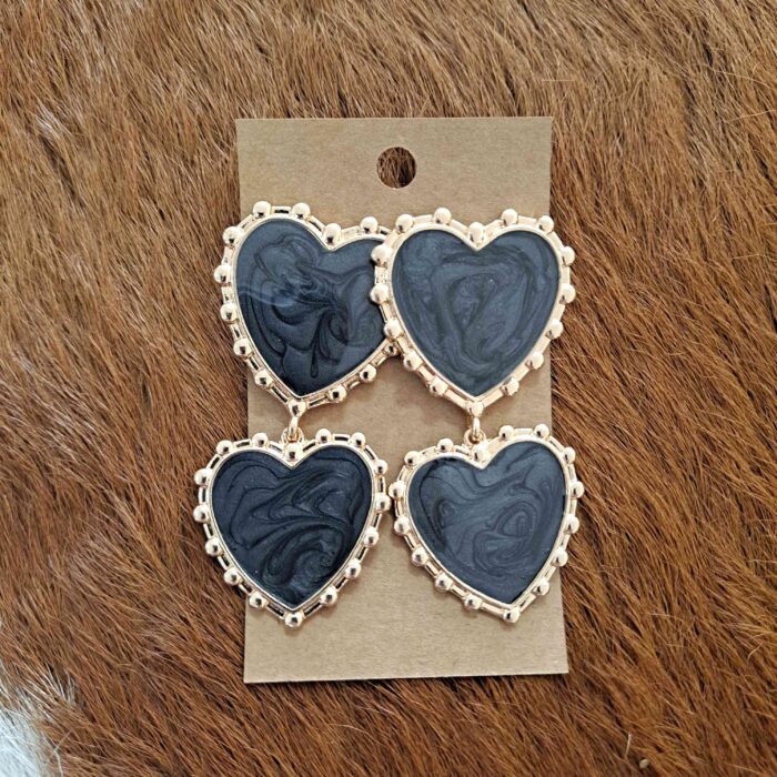 Valentine Day Heart Enamel Statement Post Earrings