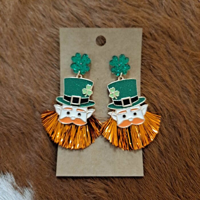 Metallic Tassel Leprechaun Post Earrings