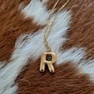 18K Gold Dipped Stainless Steel Tarnish Free Bubble Initial Necklace