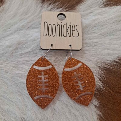 Glitter School Spirit Football Dangle Earrings