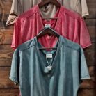 Mineral Washed Oversized V Neck Casual Knit Romper with Pockets