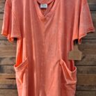 Mineral Washed Oversized V Neck Casual Knit Romper with Pockets