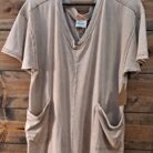 Mineral Washed Oversized V Neck Casual Knit Romper with Pockets