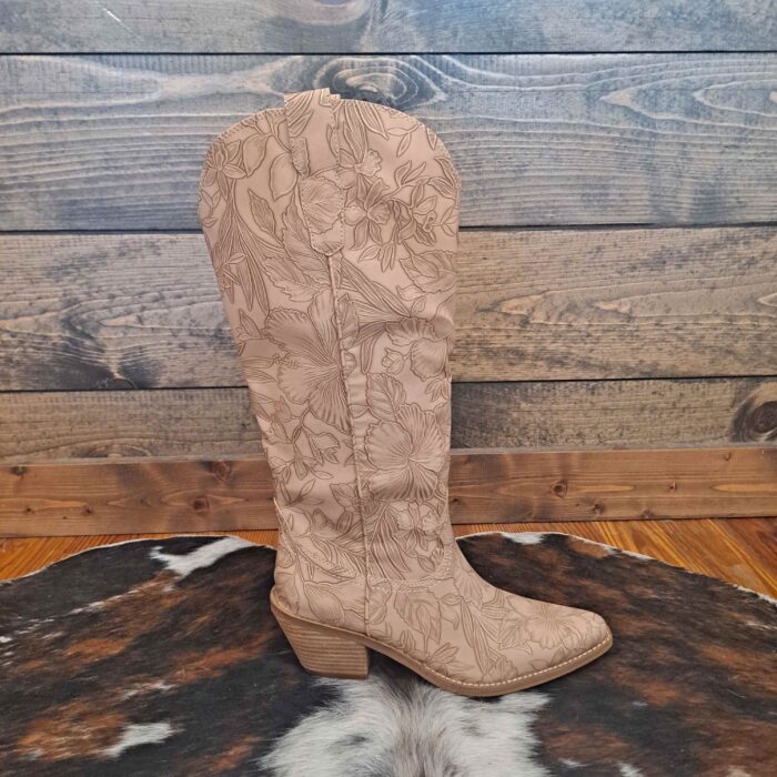 Embossed Floral Western Boot