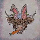 Easter Highland Cow Acid Washed Graphic Tee