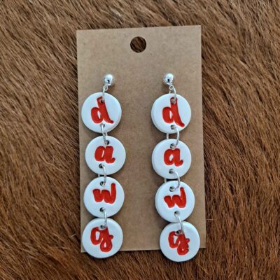 Georgia Dawgs Game Day Handmade Polymer Clay Dangling Post Earrings