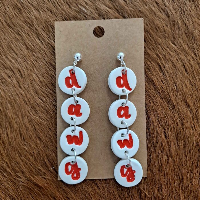 Georgia Dawgs Game Day Handmade Polymer Clay Dangling Post Earrings