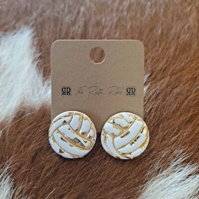 Handmade Polymer Clay Volleyball Stud Earrings