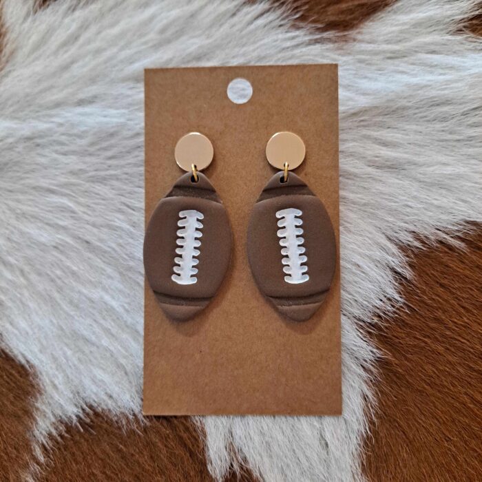 Handmade Polymer Clay Football Game Day Post Earrings