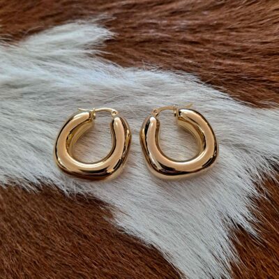 18K Waterproof Non-Tarnish Stainless Steel Thick Lightweight Hoops