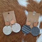 Boho Printed Cork Wooden Dangle Earrings