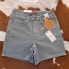 Beth-Mid Rise Tummy Control Dyed with Back Pocket Embroidery Shorts