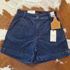 Beverly-High Waisted Denim Trouser Shorts