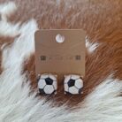 Rectangular Shape Sports Ball Stud Earrings